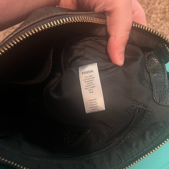 Fossil Emma Crossbody Purse Black Pebbled Leather Bag - Picture 12 of 14